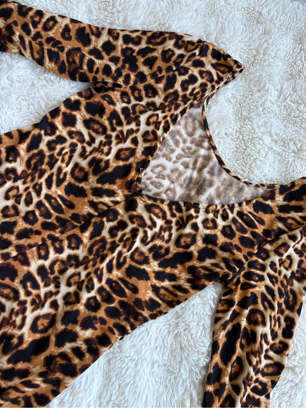 Leopard Print Bodycon Midi Dress - Brown Black - Picture 3 of 4